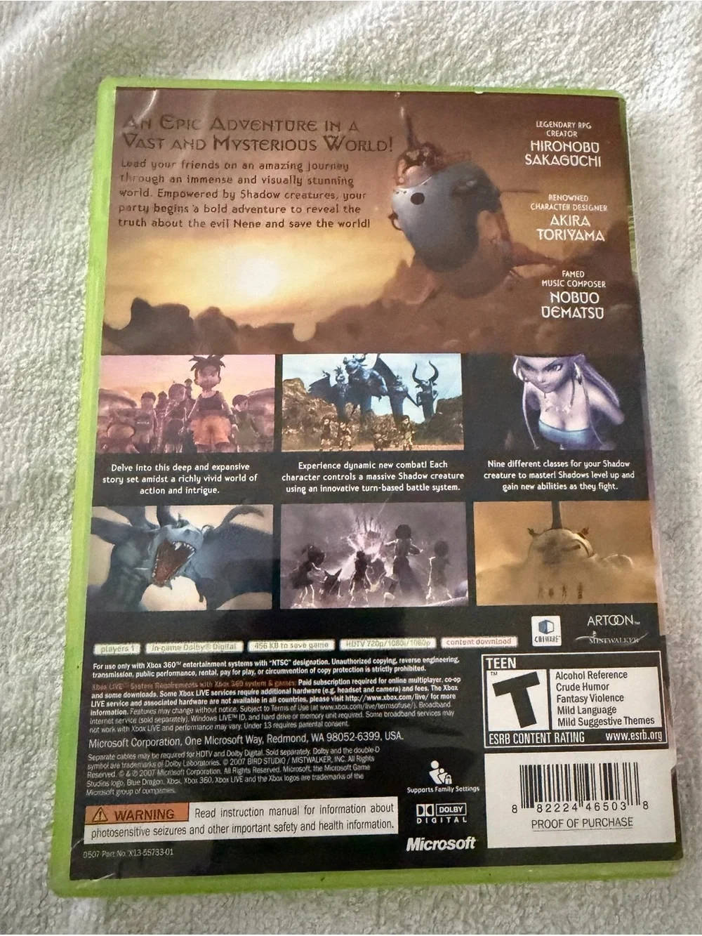 Microsoft Blue Dragon Xbox 360 Game with Green Case